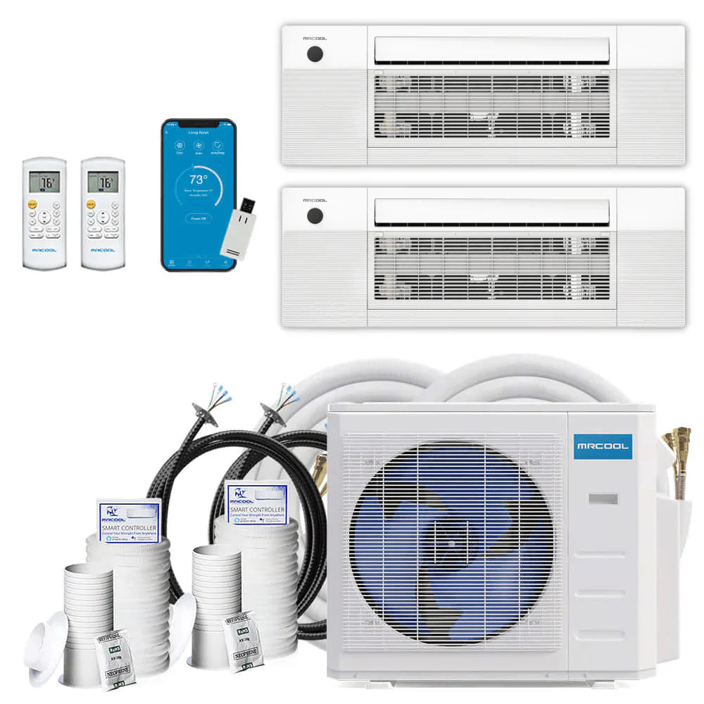 MRCOOL DIY 4th Gen 2-Zone 18,000 BTU 21 SEER (9K + 9K) Ductless Mini Split AC and Heat Pump with Ceiling Cassettes - Premium 18K from MRCOOL - Just $4136! Shop now at Express Lane HVAC