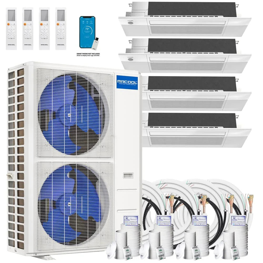 MRCOOL DIY 4th Gen 4-Zone 48,000 BTU 21 SEER (9K + 9K + 9K + 12K) Ductless Mini Split AC and Heat Pump with Ceiling Cassettes - Premium 48K from MRCOOL - Just $8338! Shop now at Express Lane HVAC