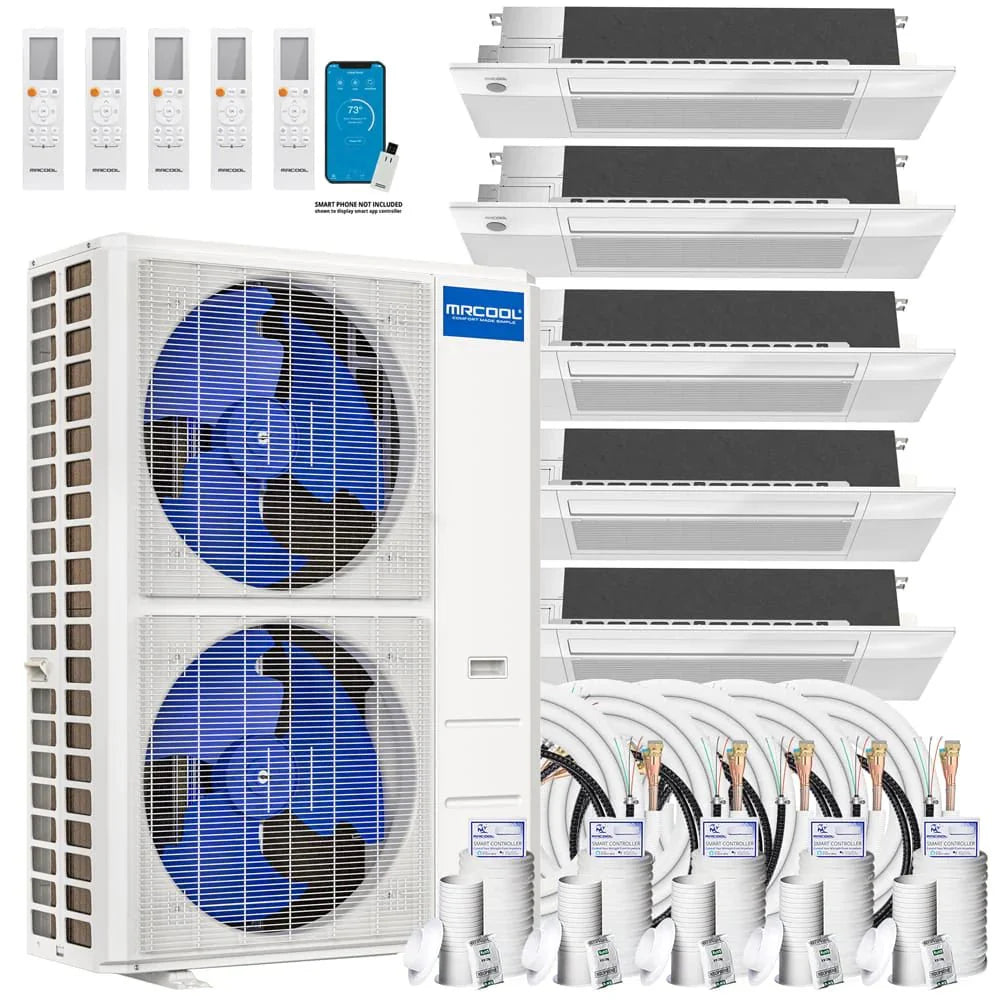 MRCOOL DIY 4th Gen 5-Zone 48,000 BTU 21 SEER (9K + 9K + 9K + 9K + 9K) Ductless Mini Split AC and Heat Pump with Ceiling Cassettes - Premium 48K from MRCOOL - Just $9724! Shop now at Express Lane HVAC