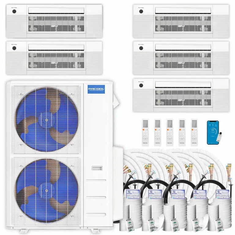 MRCOOL DIY 4th Gen 5-Zone 48,000 BTU 21 SEER (9K + 9K + 9K + 9K + 9K) Ductless Mini Split AC and Heat Pump with Ceiling Cassettes - Premium 48K from MRCOOL - Just $9724! Shop now at Express Lane HVAC