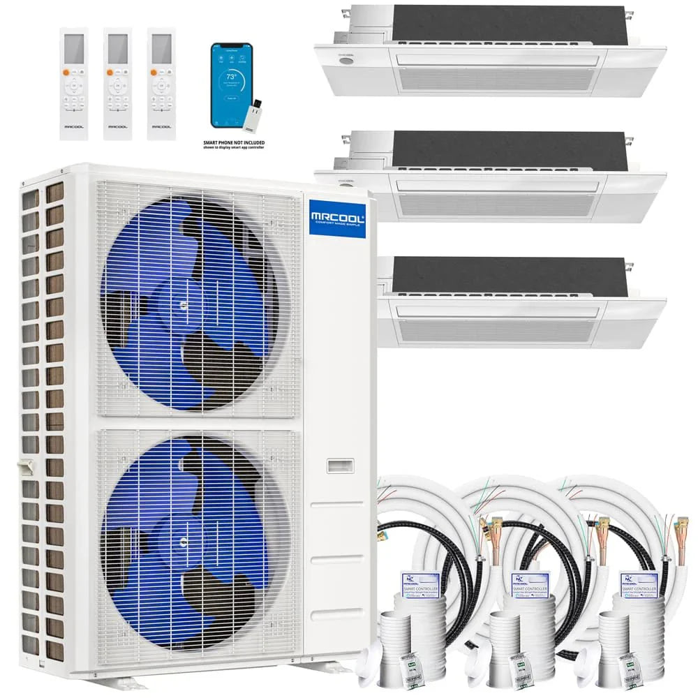 MRCOOL DIY 4th Gen 3-Zone 48,000 BTU 22 SEER (9K + 12K + 18K) Ductless Mini Split AC and Heat Pump with Ceiling Cassettes - Premium 48K from MRCOOL - Just $6986! Shop now at Express Lane HVAC 